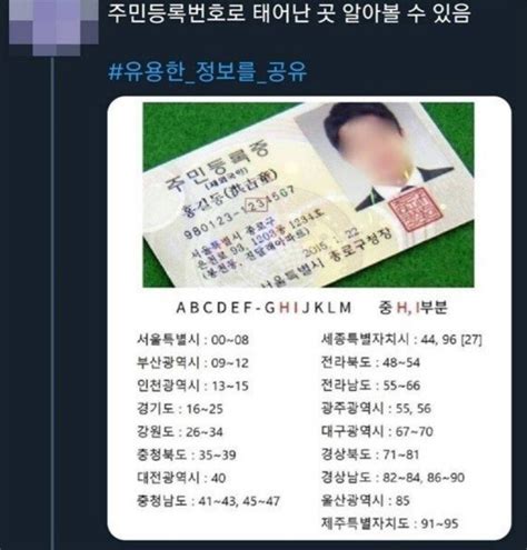 주민등록번호로 태어난 곳 알아낼수 있음