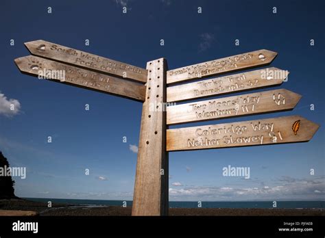 Signs Showing The Various Walks And Mileage From Lynmouth North Devon