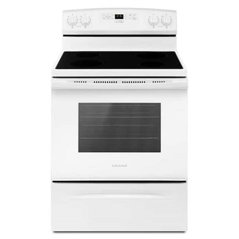 Amana 48 Cu Ft 4 Burner Element Electric Range In White Aer6303mfw The Home Depot