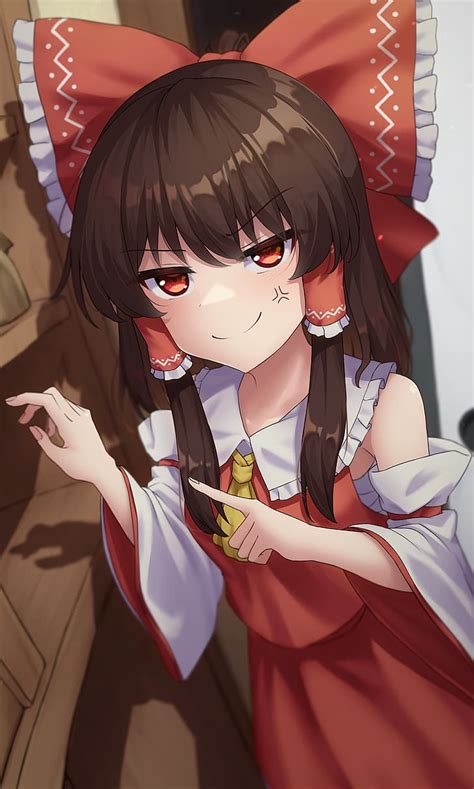 Anime Anime Girls Touhou Hakurei Reimu Long Hair Black Hair Solo