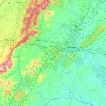 Albemarle County topographic map, elevation, relief