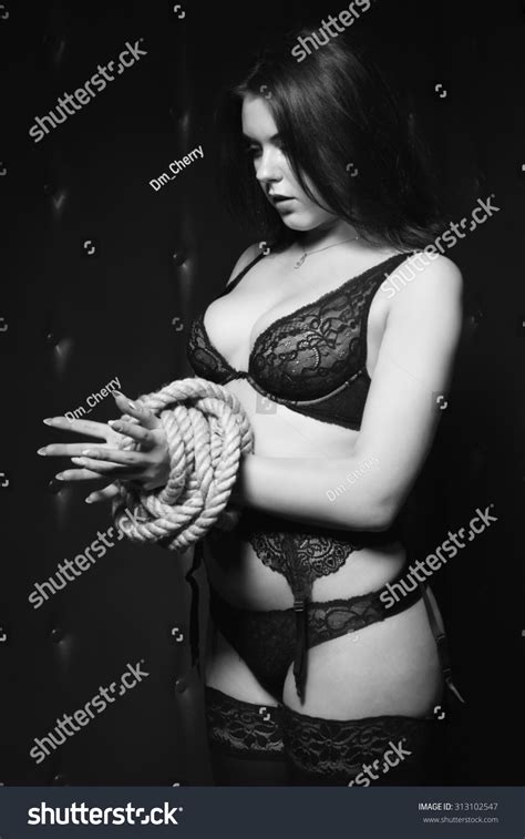 Sexy Brunette Hands Bound Dark Room Stock Photo 313102547 Shutterstock