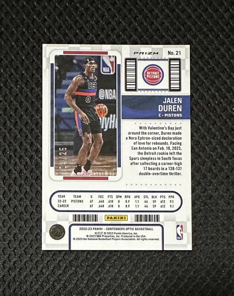 Panini Contenders Optic Jalen Duren Rc Op