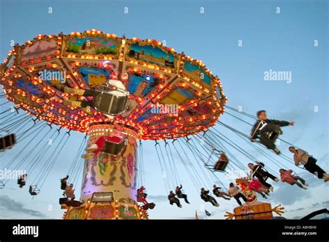 Spinning Merrygoround Carousel Chairs Stock Photo Alamy