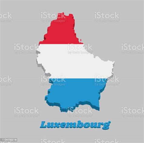 3d Map Outline And Flag Of Luxembourg It Is A Horizontal Triband Of Red