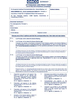 Fillable Online Og Attendance And Proxy Form Agm April En Final