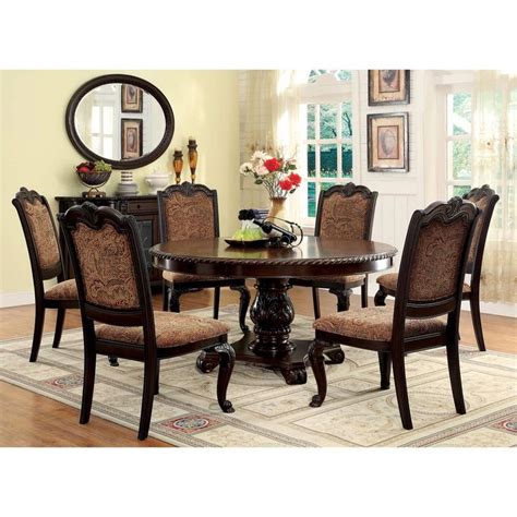 Furniture Of America Naja Traditional Cherry 7 Piece Round Dining Set Brown Cherry Round