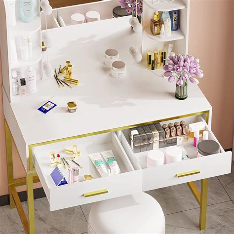 Buy Tiptiper Makeup Vanity Table With Lighted Mirror Vanity Desk With