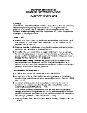 Fillable Online Psbweb Co Kern Ca Catering Guidelines Catering