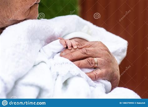 Baby Hands In Great Grandmother Hands Great Grandmother And Her Great