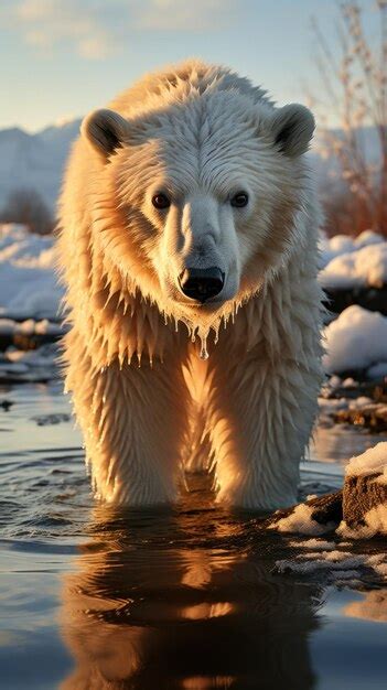 Premium AI Image A Lone Polar Bear Stands On A Melting Glacier