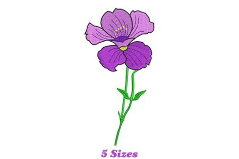 4 Violet Flower Embroidery Designs & Graphics