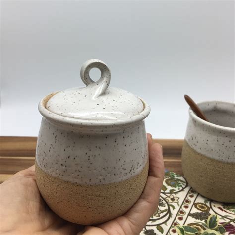 Ceramic Sugar Bowl Pottery Lidded Container Honey Pot Jar Etsy