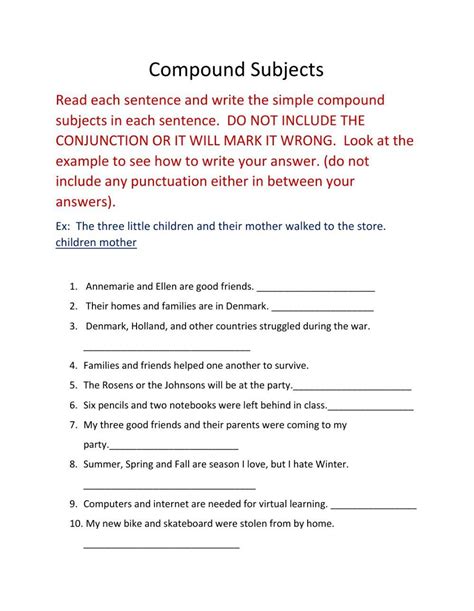 Compound Subjects Worksheet Live Worksheets Worksheets Library