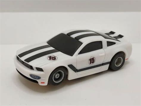 Tyco Ford Mustang White Black Stripes Set Only Slot Car Near