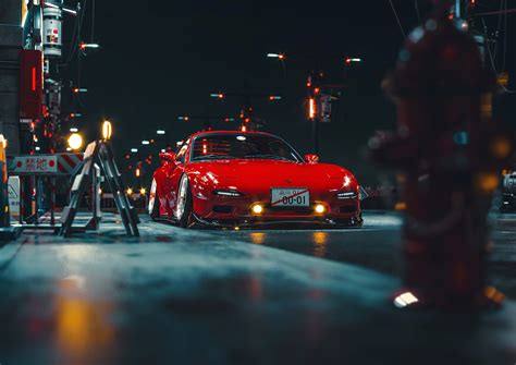 Wallpaper Mazda Rx Car Night Vehicle Red Cars X