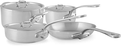 Mauviel Murban 3 Tri Ply Brushed Stainless Steel 7 Piece Cookware Set With Cast