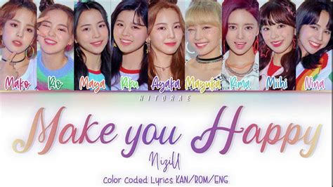 Niziu Make You Happy Color Coded Lyrics Kan Rom Eng Youtube