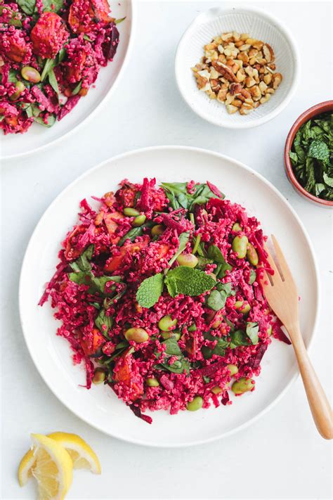 Beet Salad with Quinoa and Sunflower Seed Dressing - Okonomi Kitchen