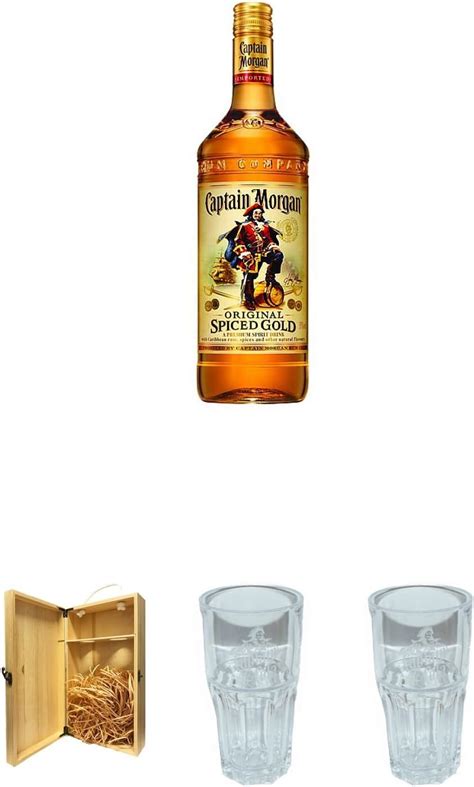 Captain Morgan Spiced Gold Jamaika 0 7 Liter 1a Whisky Holzbox für 2