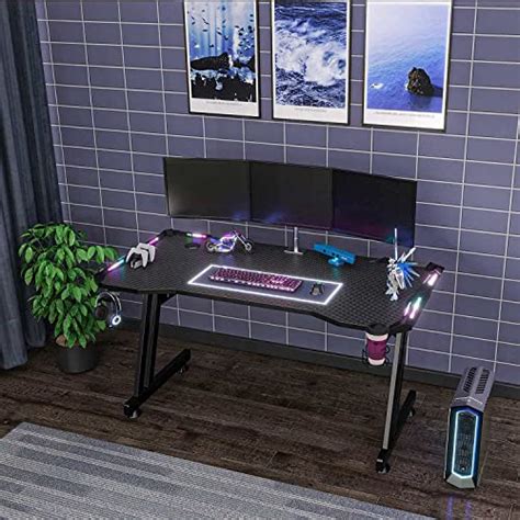 HLONONE 120 X 60cm Gaming Bureau Met LED Gamingtafel Voor