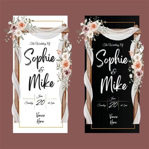 wedding invitation template  floral design  vector art