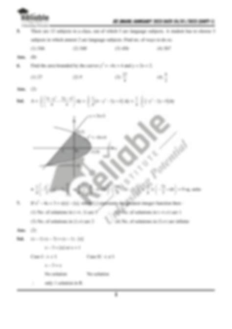 Solution Jee Main 24 Jan 2023 Shift 1 Mathematics Memory Based Paper