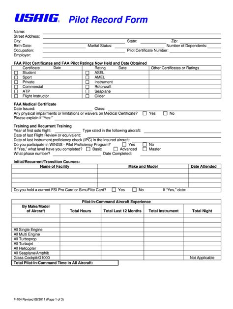 Pilot Record Fill Online Printable Fillable Blank Pdffiller