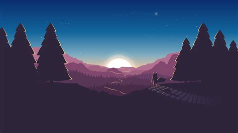 Minimalist Minimal Art Fox Night Fantasy Art Mountains Best Of