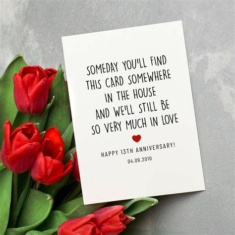 Happy 13th Anniversary Card Custom Thirteenth Anniversary Card For