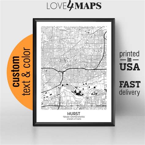 Hurst Texas Map - Etsy