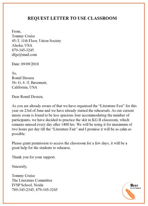 Request Letter Template For Permission Format Sample And Example