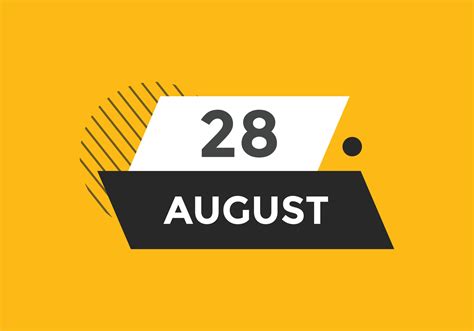 august 28 calendar reminder. 28th august daily calendar icon template. Calendar 28th august icon ...