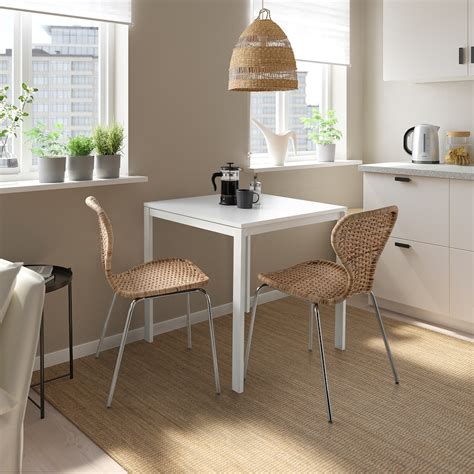 Melltorp Älvsta Tisch Und 2 Stühle Weiß Weiß Rattan Verchromt 75x75 Cm Ikea Deutschland