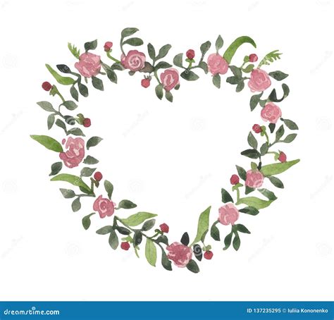 Romantic Watercolor Wreath Flowers Of Roses Stock Image Image Of