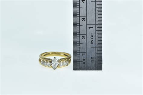 K Ctw Marquise Diamond Engagement Set Yellow Gold Ring Size