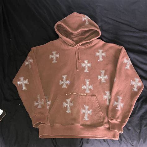 Brown Unknown London Rhinestone Hoodie Size Medium Depop