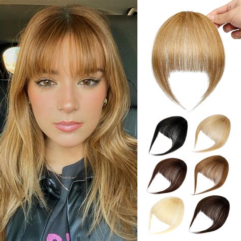 Amazon Clip In Bangs 100 Human Hair Fake Bangs Hair Clip Blonde Clip On Bangs For Women