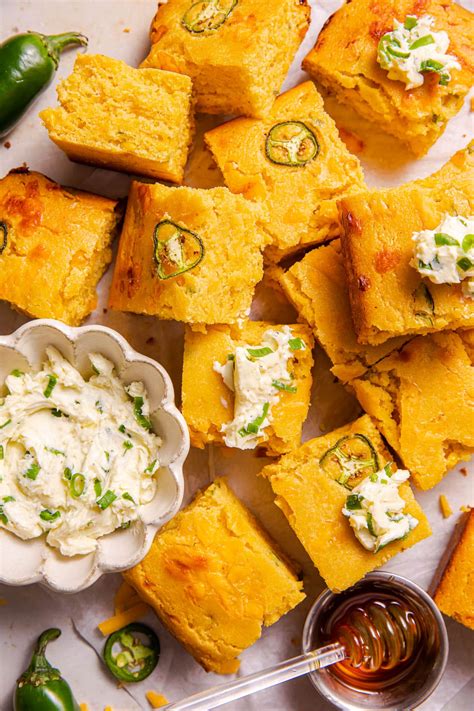 Jalapeño Cheddar Cornbread With Scallion Butter Butter Be Ready