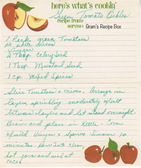 Green Tomato Pickles | Gram's Recipe Box