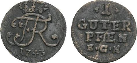 Brandenburg Preu En Guter Pfennig Egn Berlin Friedrich Ii