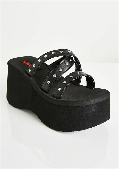 Demonia Goth Beach Platform Sandals Dolls Kill