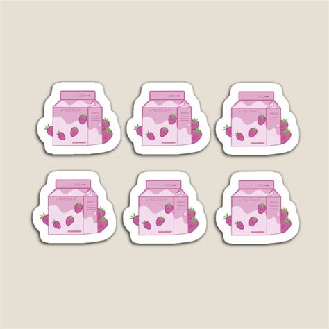 Japanese Aesthetics Kawaii Strawberry Milk Shake Magnet For Sale By