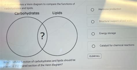 Solved 23 A Student Makes A Venn Diagram To Compare The Functions Of