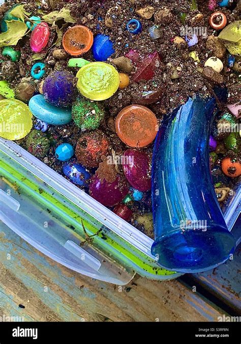 Pretty Colorful Glass Garden Stones Stock Photo Alamy