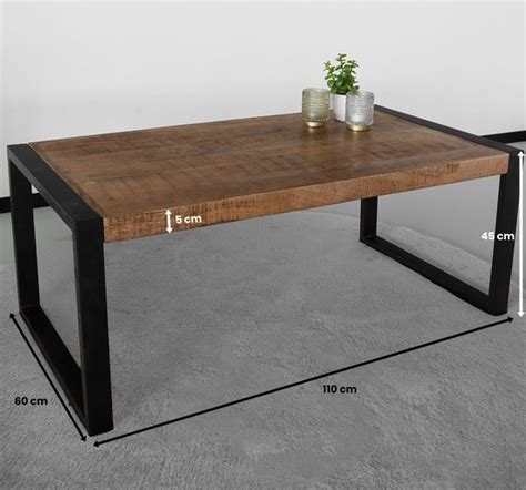 Salontafel Mangohout Danique 110cm Industrieel Duurzaam Massief Hout