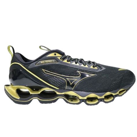 Tênis Mizuno Wave Prophecy 3 Masculino Preto Amarelo Escorrega