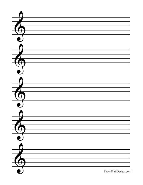 Free Printable Music Staff Paper Treble Clef And Bass Clef