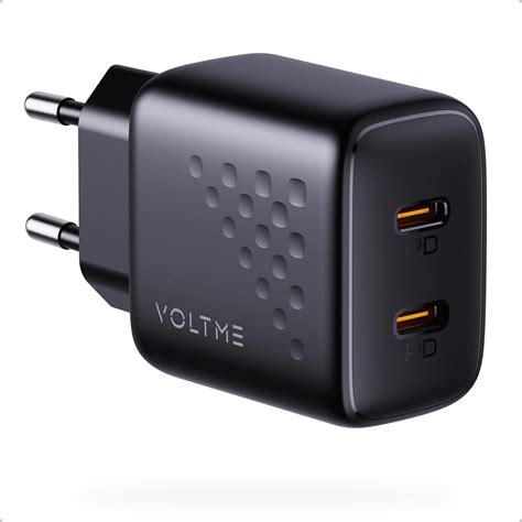 VOLTME 20W USB C Ladegerät Schwarz 2 Port USB C Adapter für iPhone 14