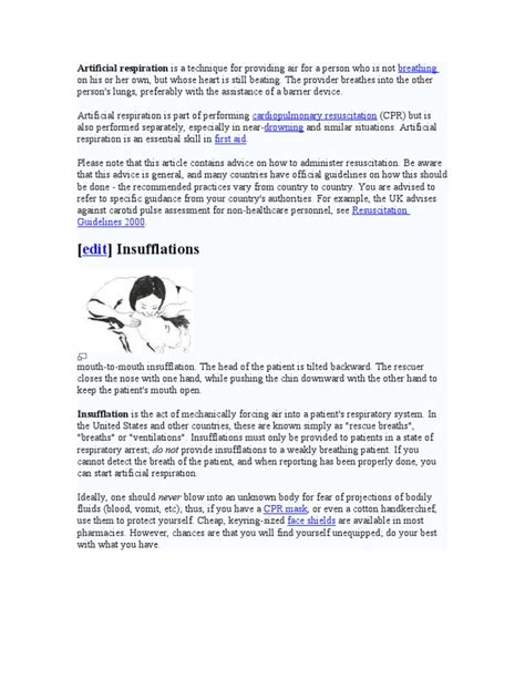 Artificial Respiration | Cardiopulmonary Resuscitation | Breathing